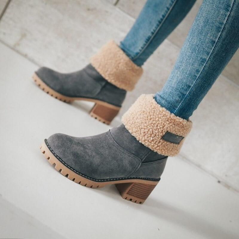 Warm winter boots made from winter fur