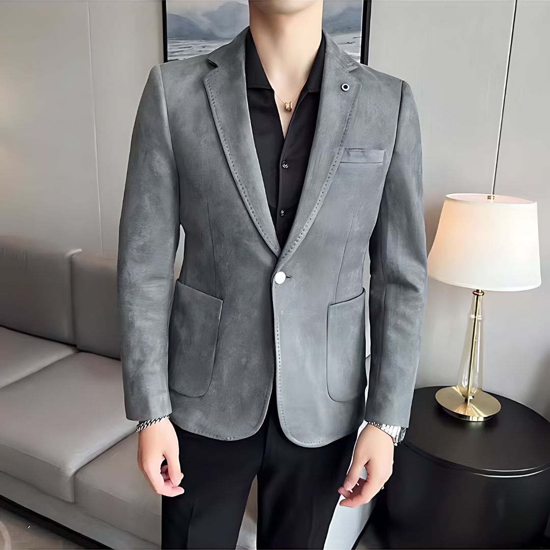 Men's Slim Fit Deerskin Velvet Blazer