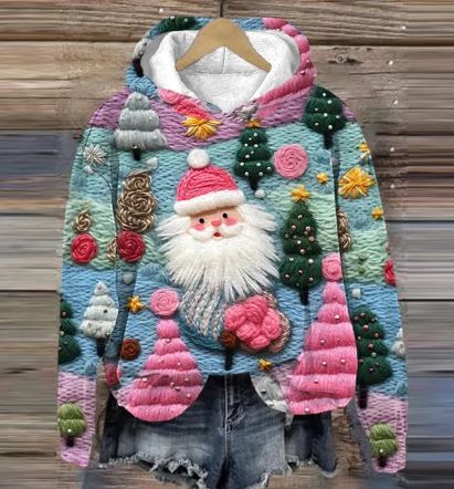 Vintage Santa hoodie with print