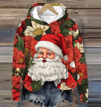 Vintage Santa hoodie with print