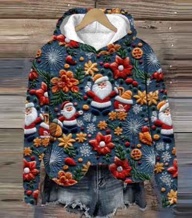 Vintage Santa hoodie with print