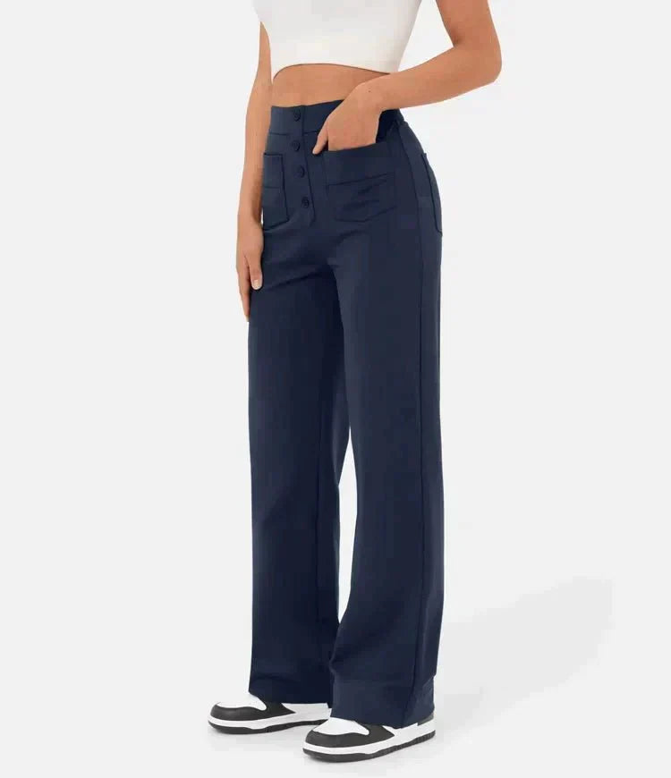 Trousers with high waistband