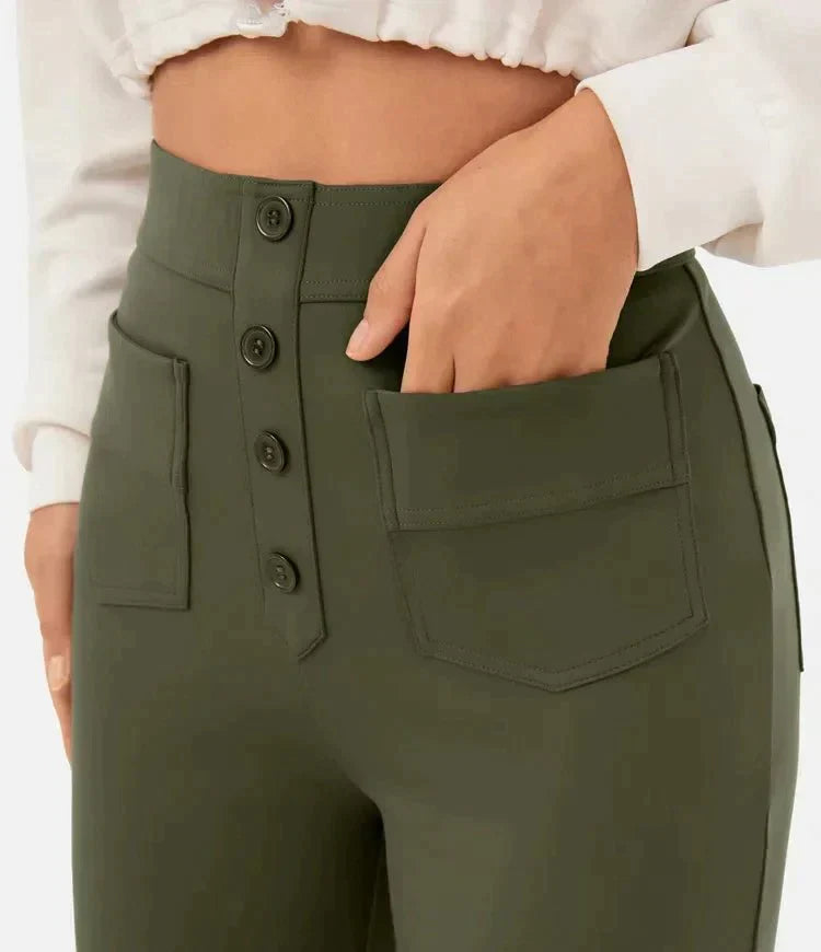 Trousers with high waistband