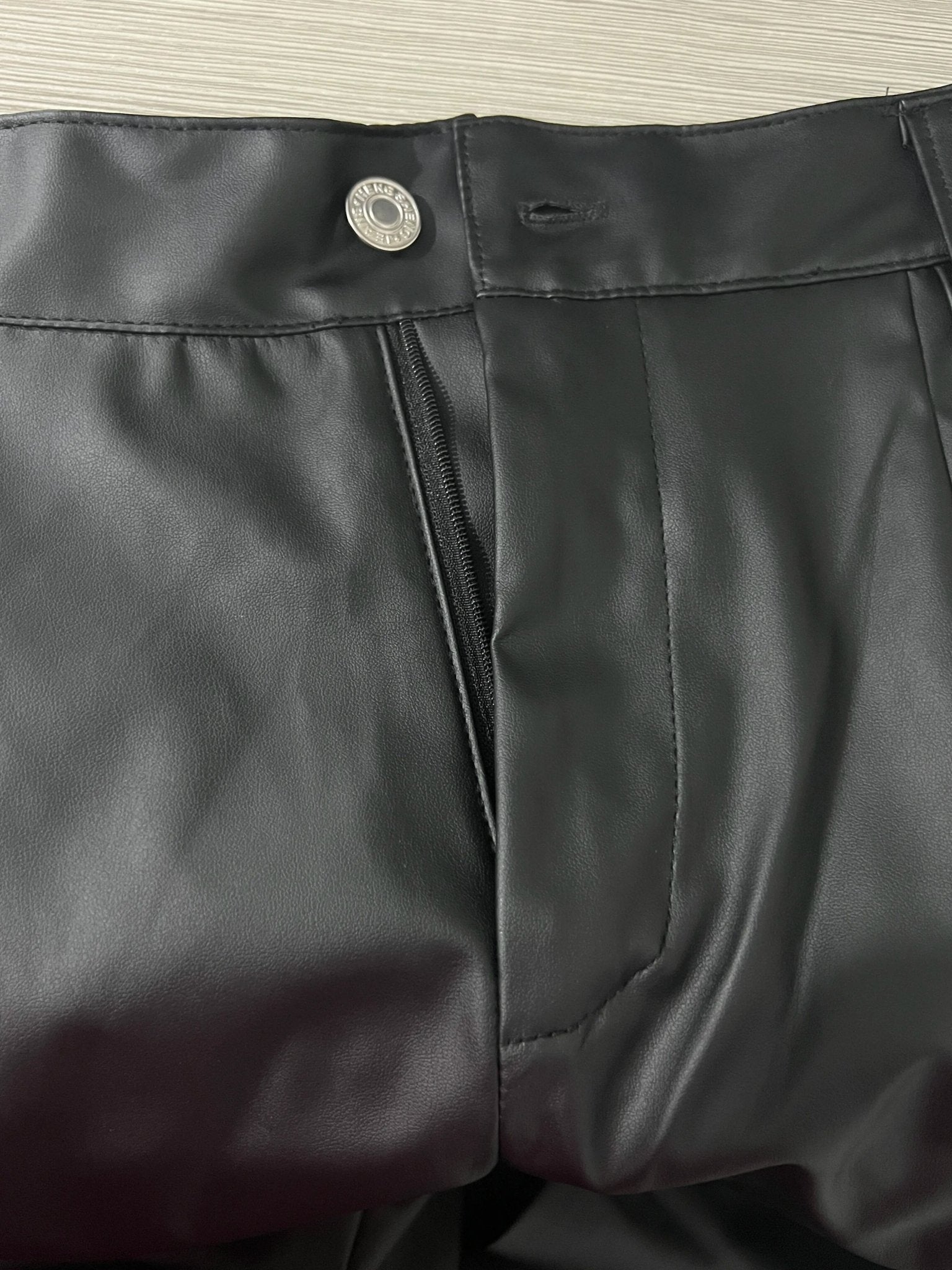 High-Waisted Faux Leather Cargo Pants