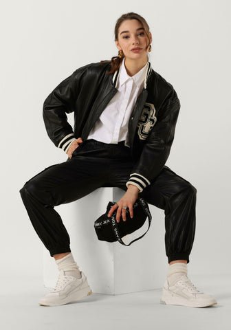 High-Waisted Faux Leather Cargo Pants