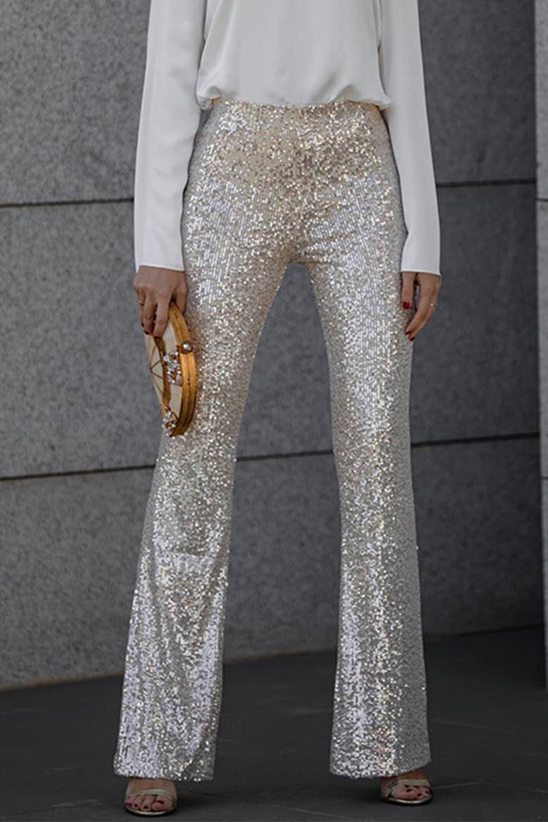 High-Waisted Sequin Trousers