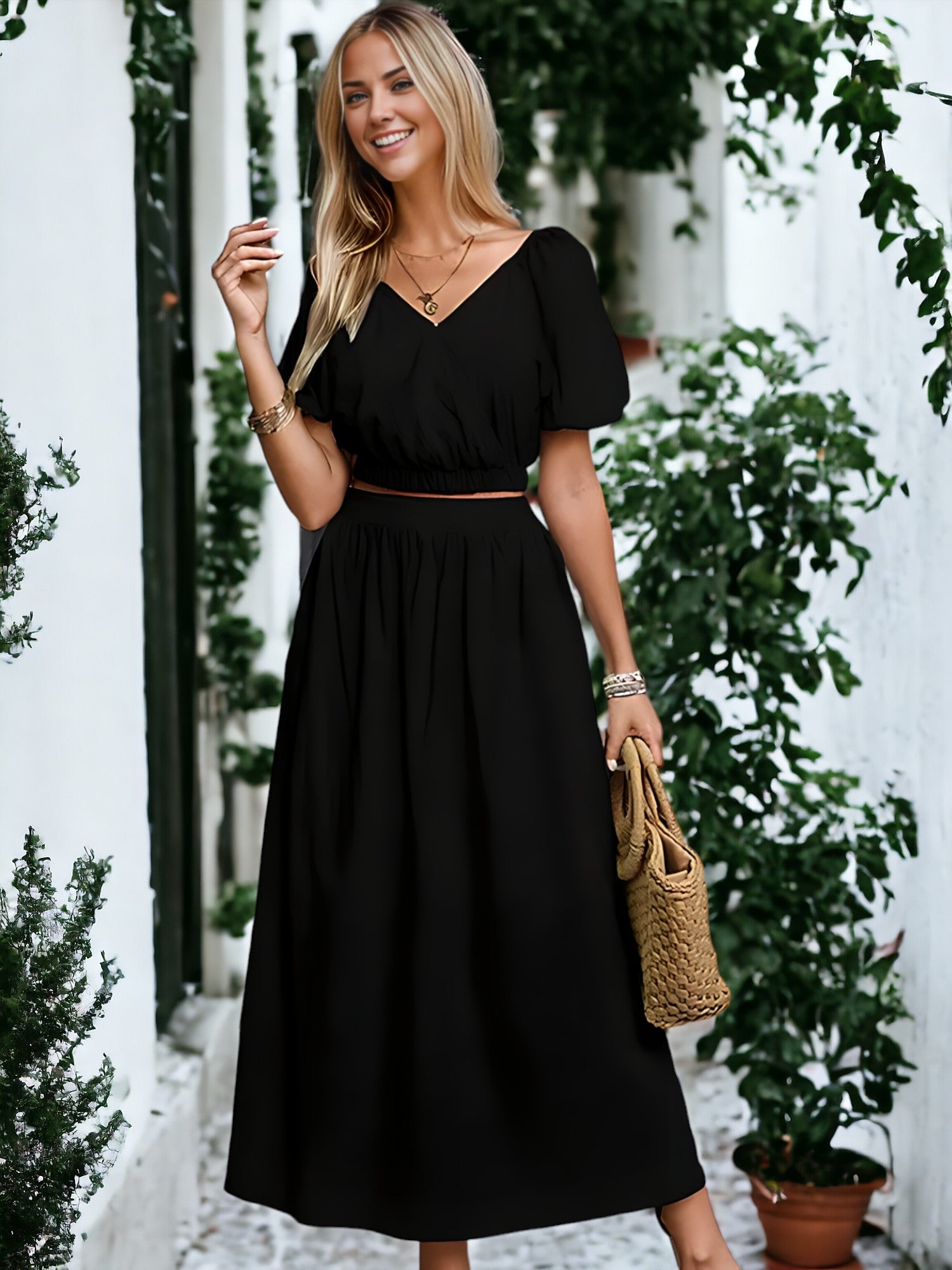 Alexia - Crop Top and Long Skirt Set