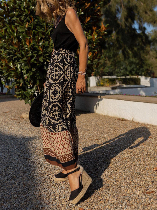 Maxi skirt with ruffles