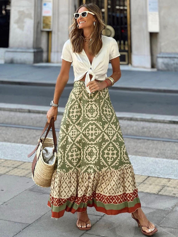 Maxi skirt with ruffles