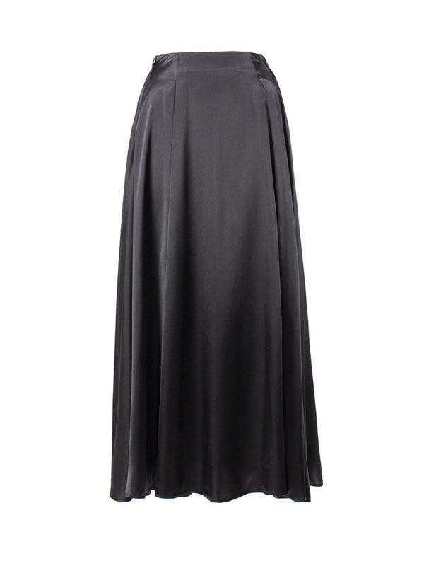 Flared maxi skirt in satin