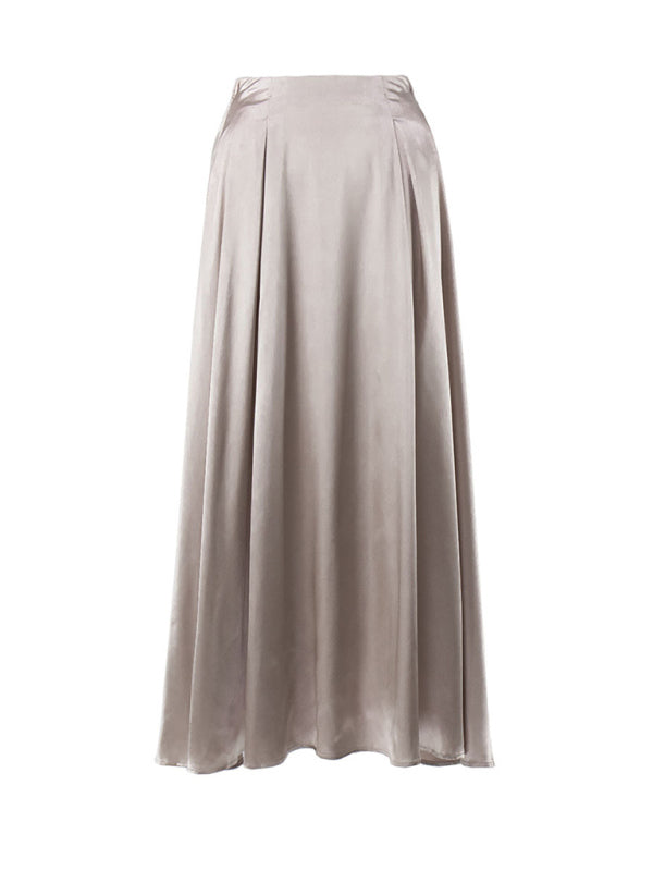 Flared maxi skirt in satin