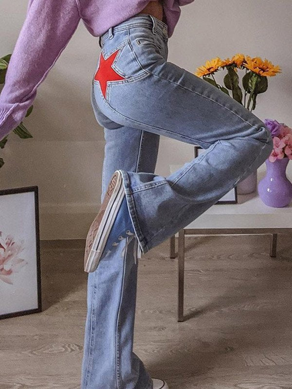 Retro star patch jeans