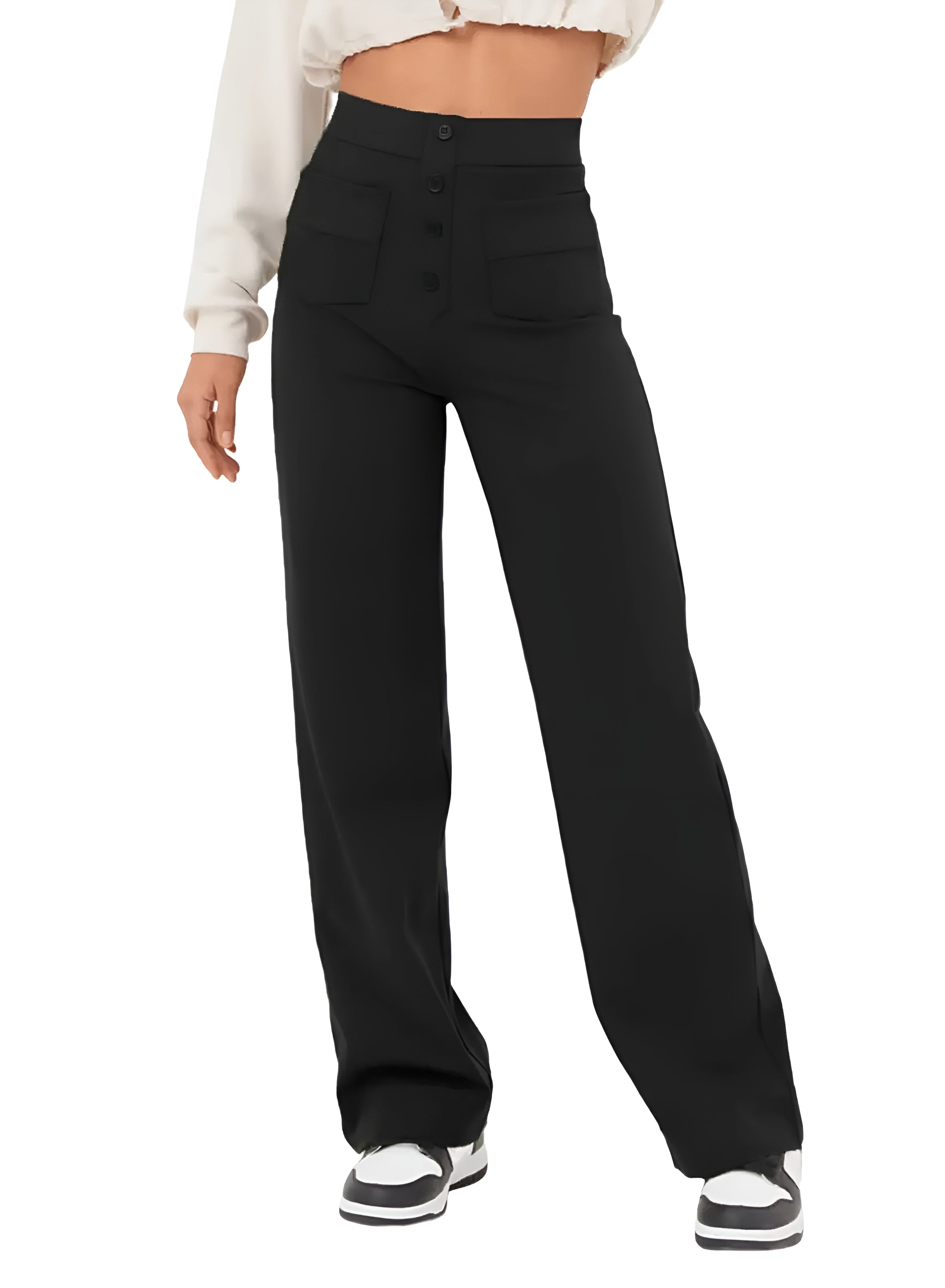 Greta Pants - High waisted elastic pants with wide leg elegance