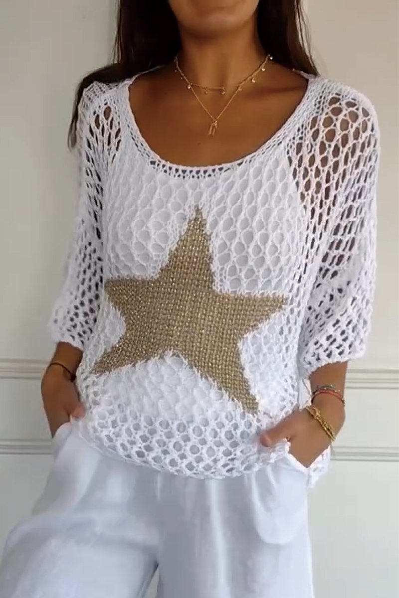 Lianne™ - Elegant Knitted Star-Print Top