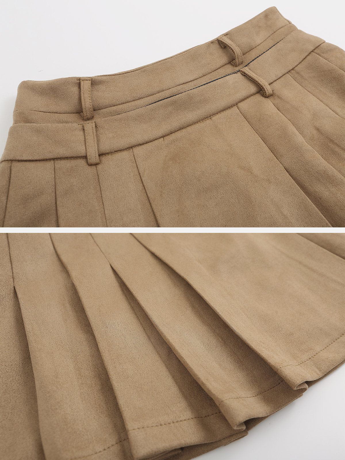 Elegant suede skirt with double belt