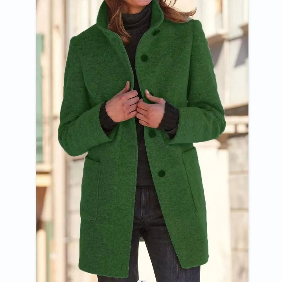 Women's coat with stand-up collar