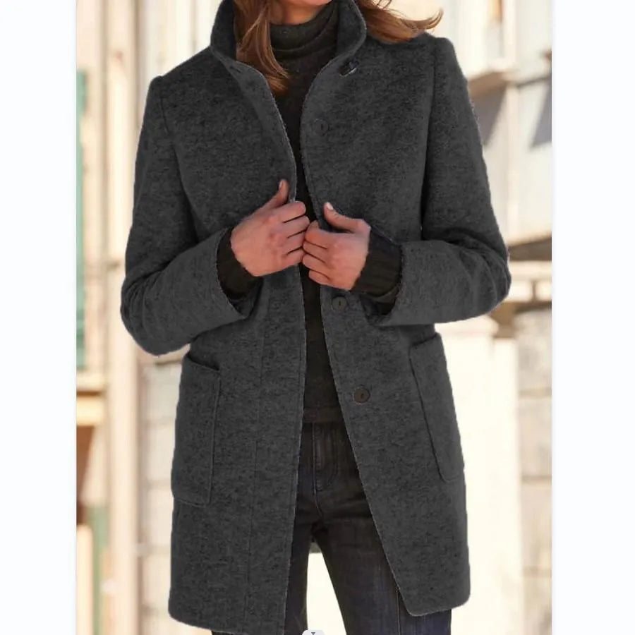 Women's coat with stand-up collar