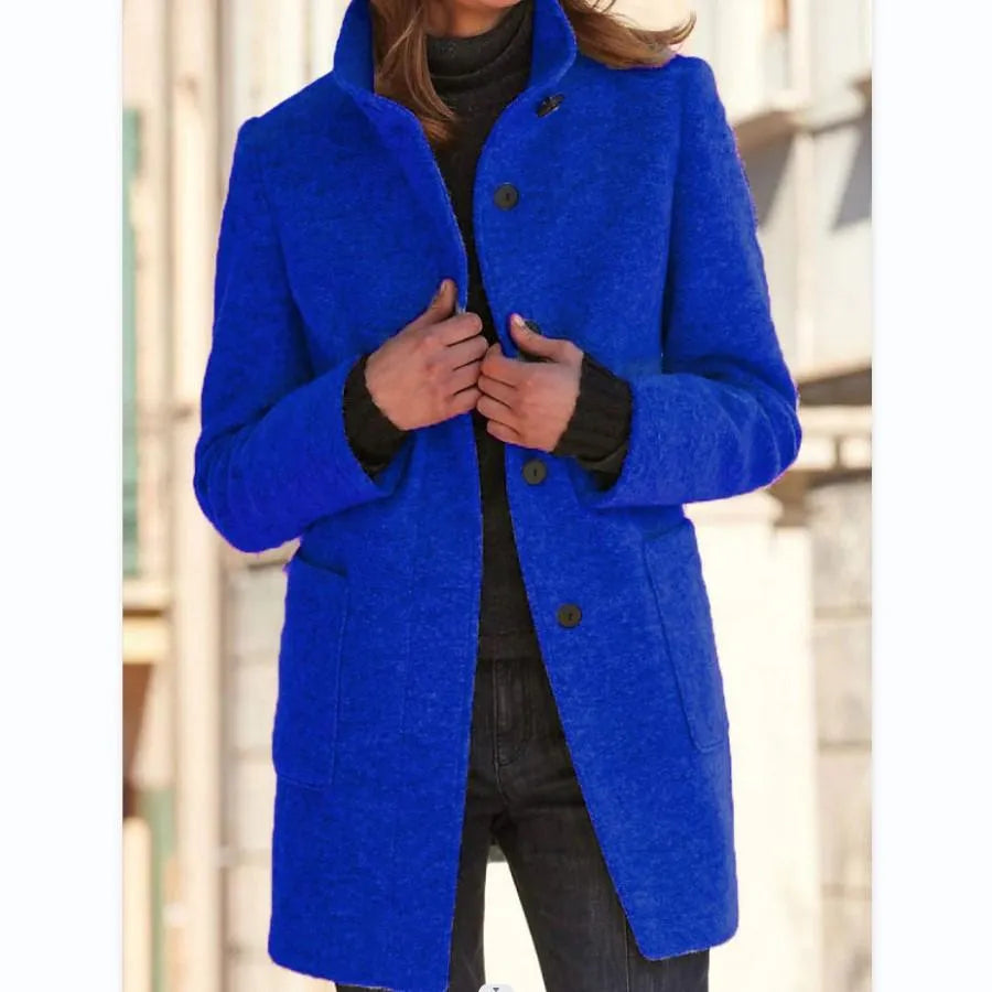 Women's coat with stand-up collar