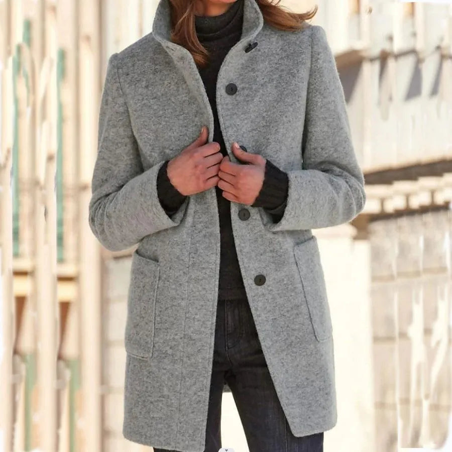 Women's coat with stand-up collar