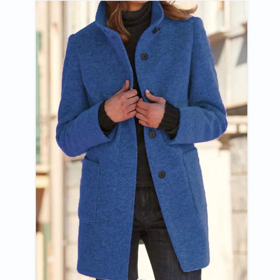 Women's coat with stand-up collar