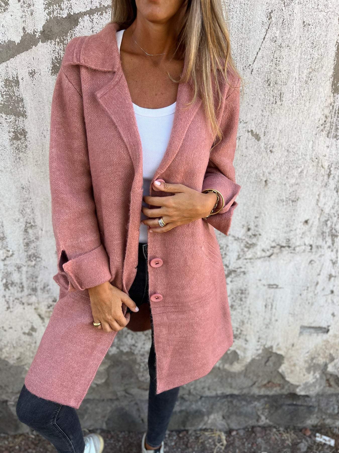 Jill | Long casual coat with cuffs