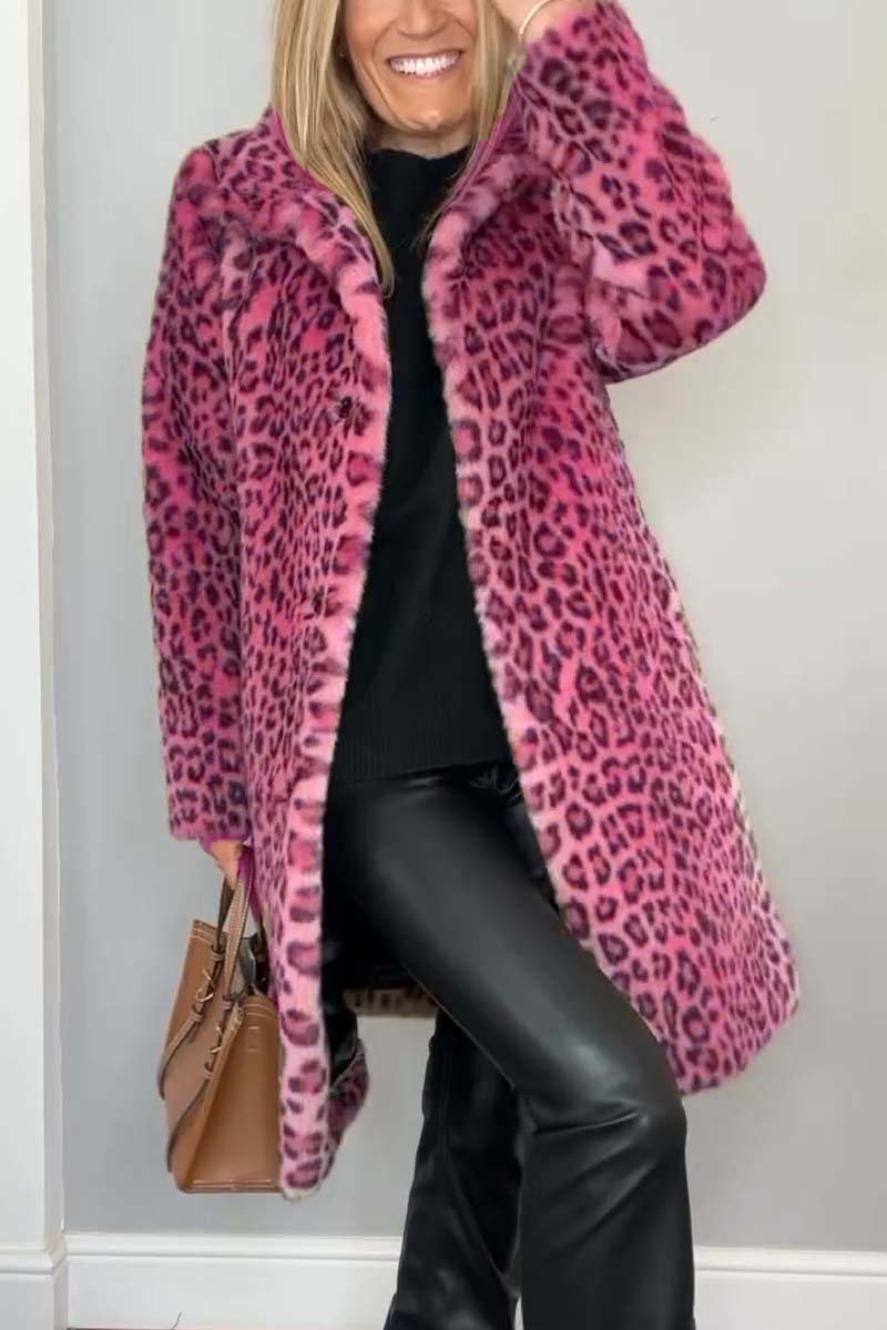 Agnes™ - Long Coat with Leopard Print