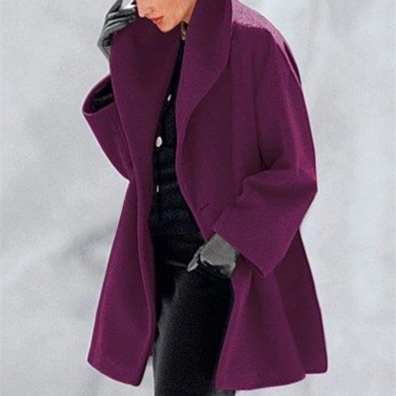 Wool coat with wide collar for women