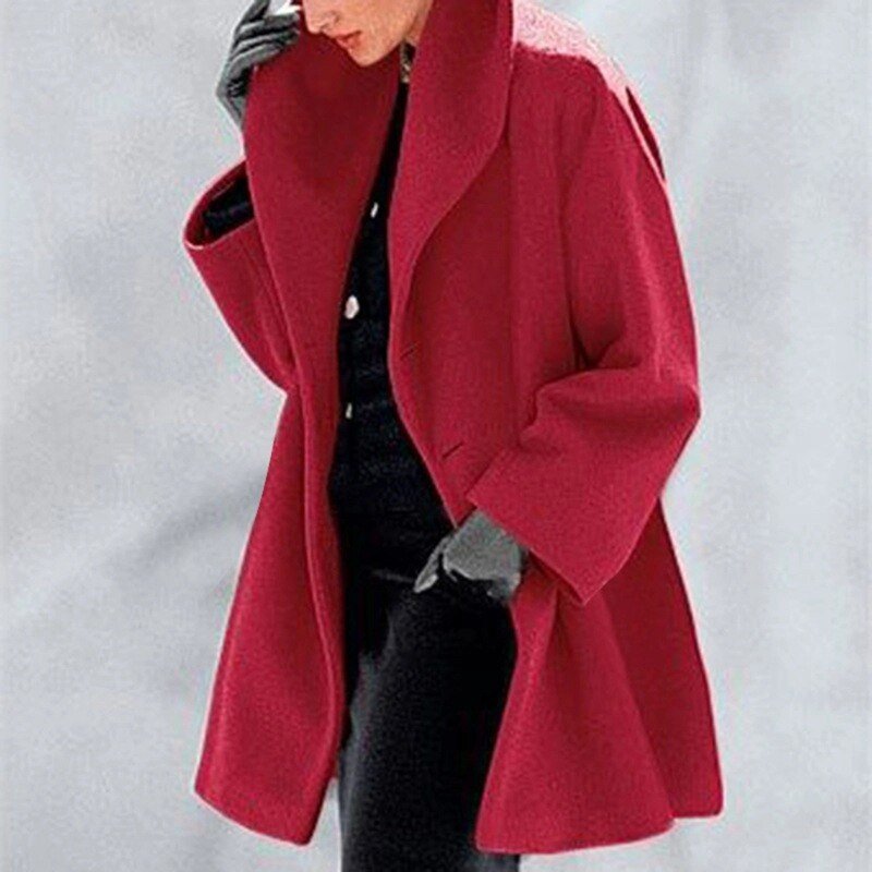 Wool coat with wide collar for women