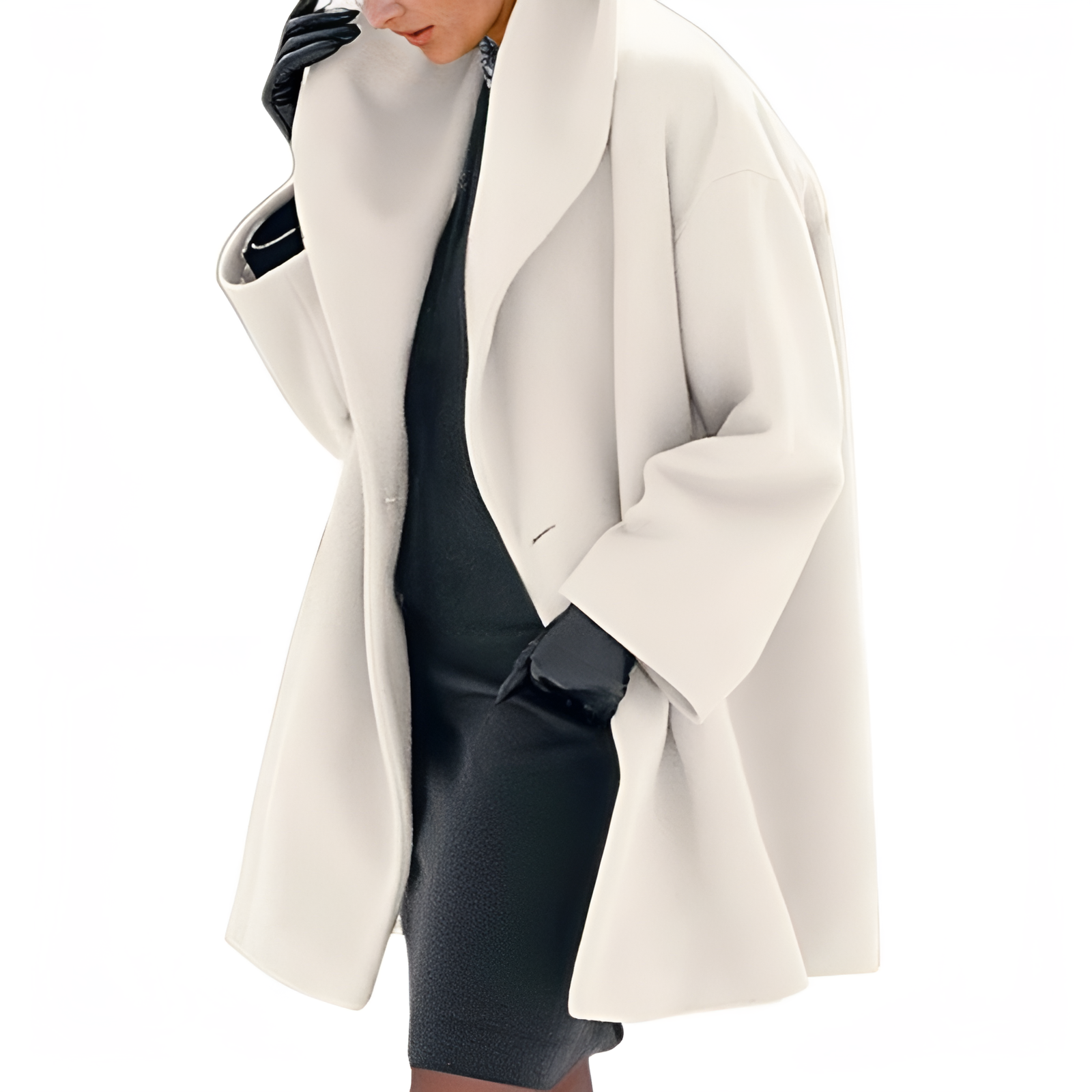 Elegant coat with wide collar for women