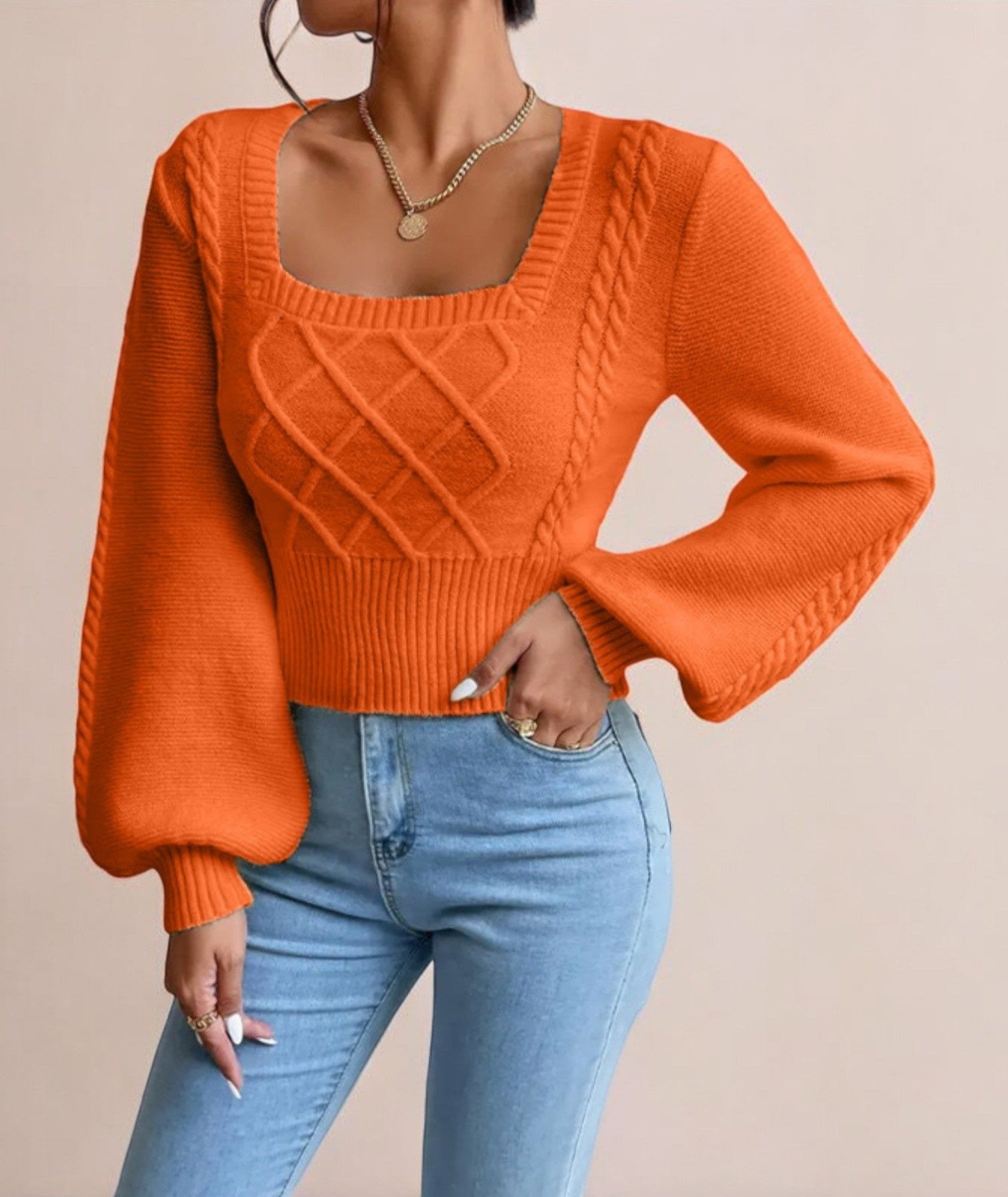 Knitted Square-Neck Sweater