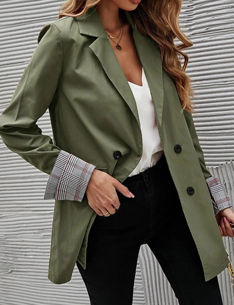 Lapel Double-Breasted Blazer Coat