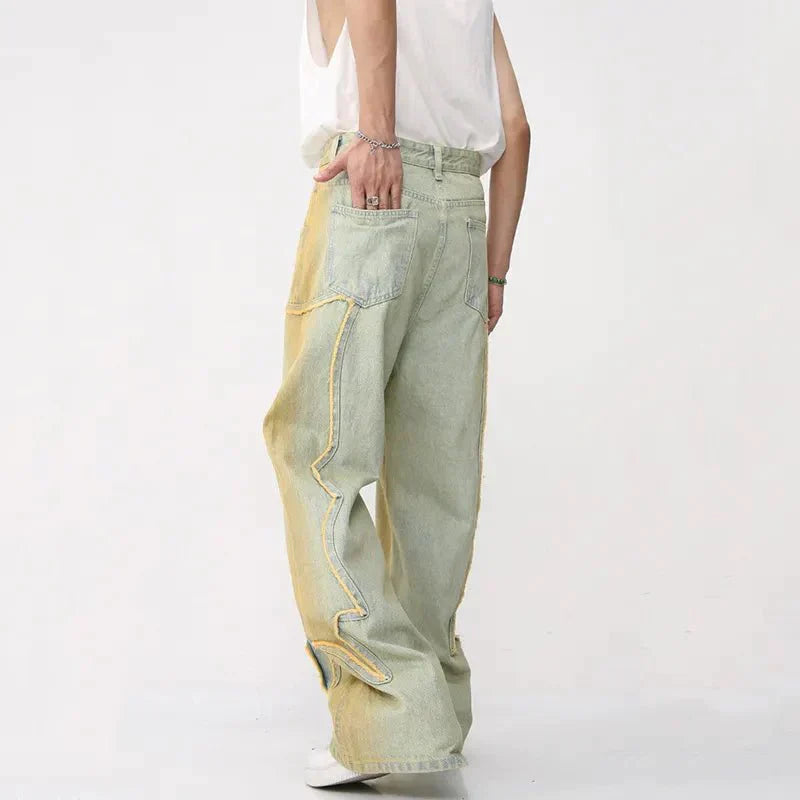 High-waisted men's jeans with wide leg