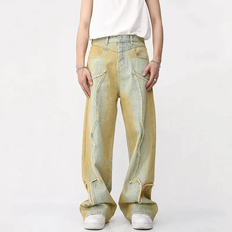 High-waisted men's jeans with wide leg