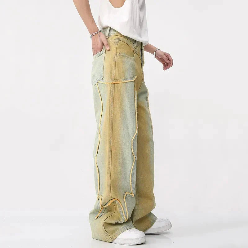 High-waisted men's jeans with wide leg