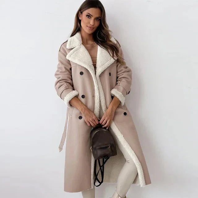 Long Shearling Leather Coat