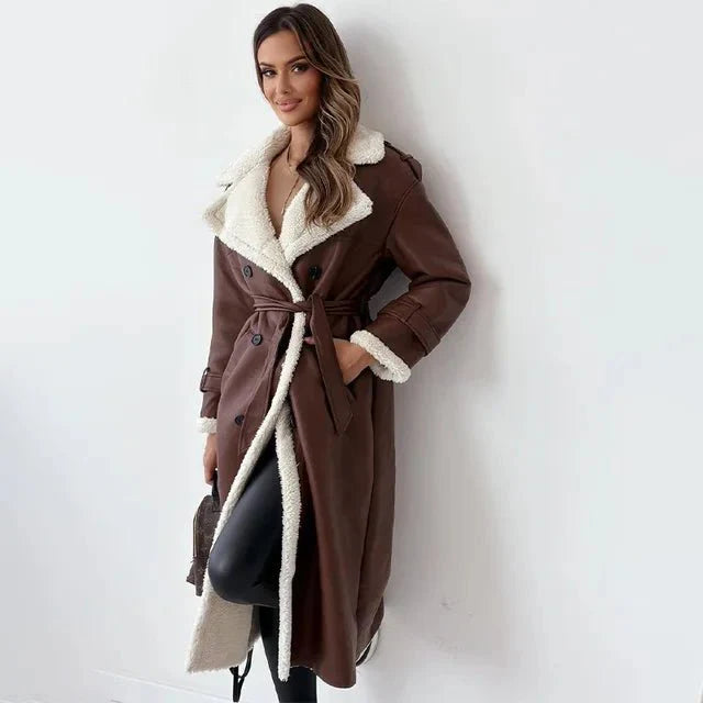 Long Shearling Leather Coat