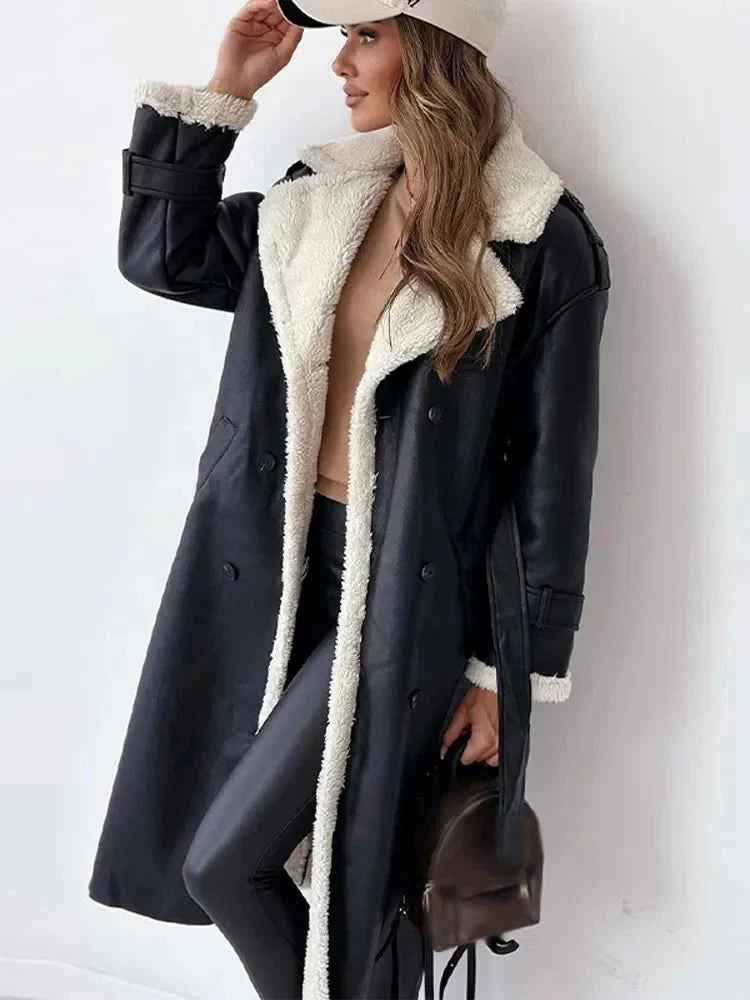 Long Shearling Leather Coat