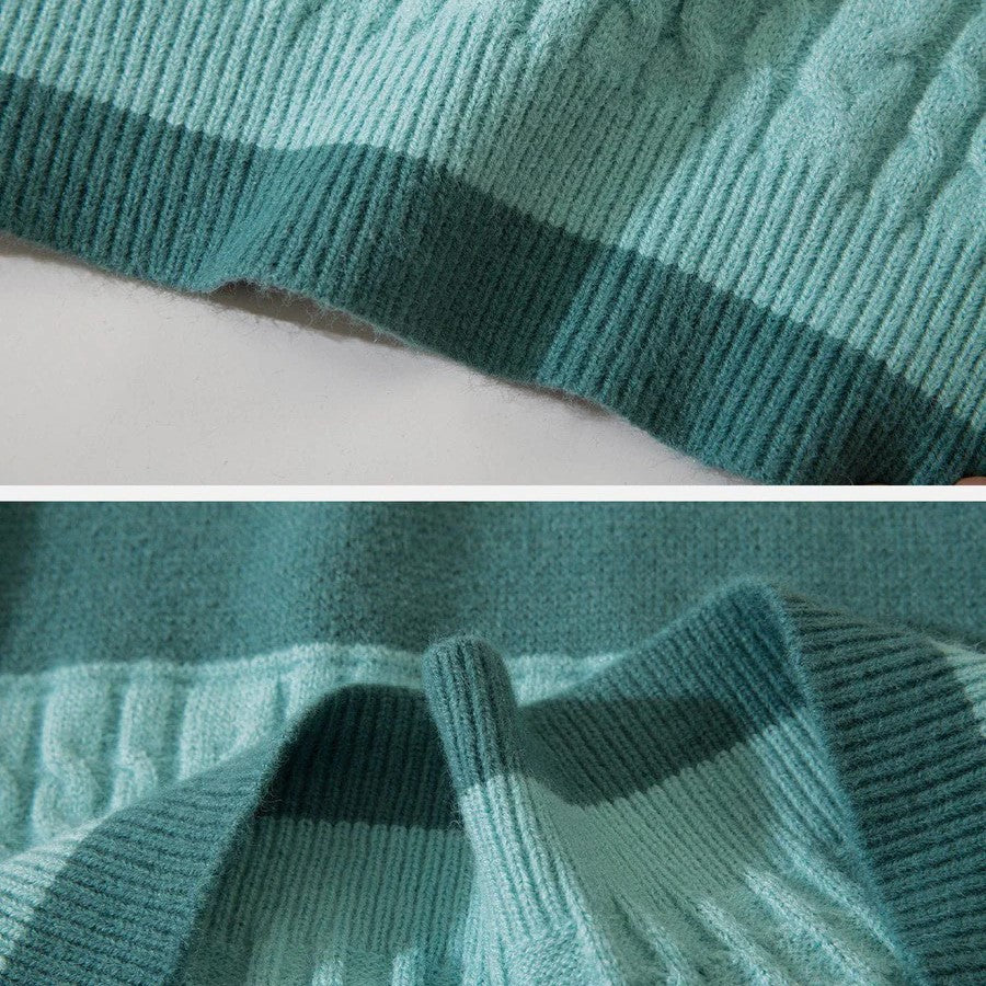 Cable knit jumper with pastel cloud motif