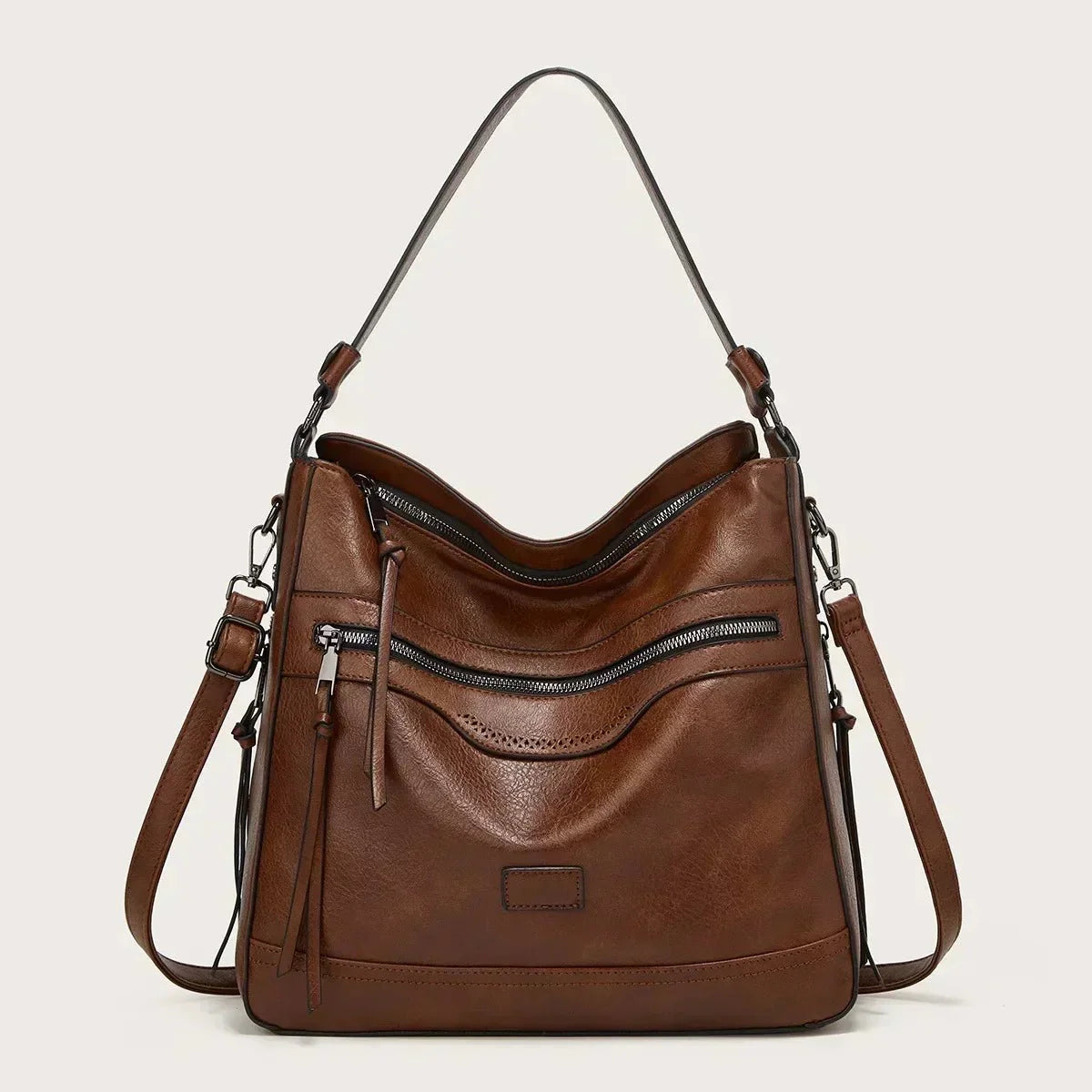 Multi-Zip Leather Bag