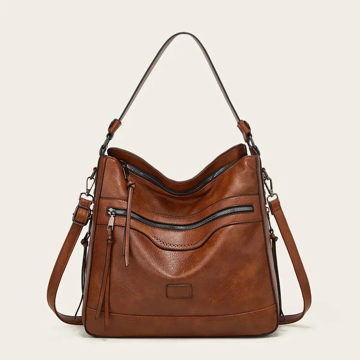 Multi-Zip Leather Bag