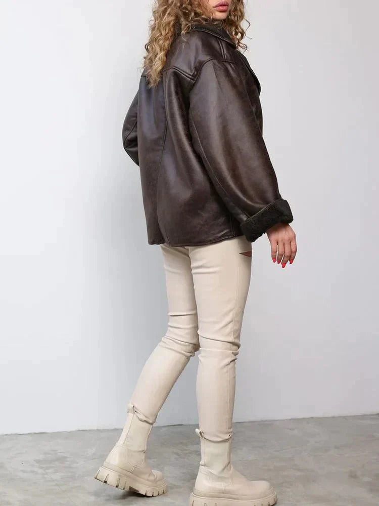 Oversized Shearling-Lined Jacket