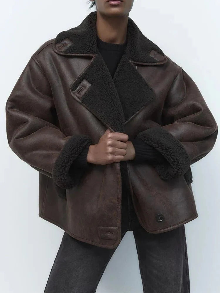 Oversized Shearling-Lined Jacket