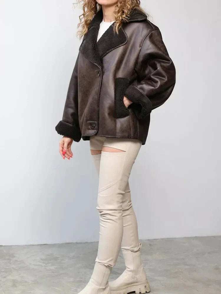 Oversized Shearling-Lined Jacket