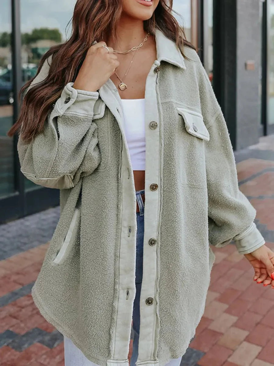 Oversized Sherpa Button-Up Jacket