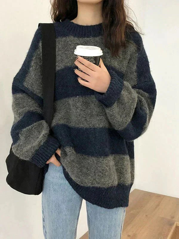 Oversized Striped Knit Sweater