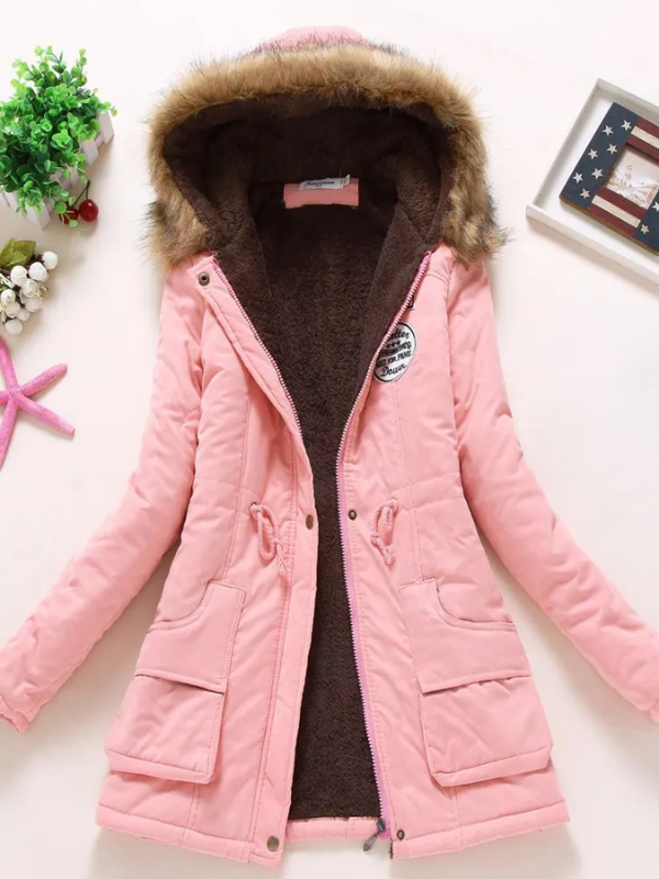 Slim-fit parka with hood, comfortable and fashionable