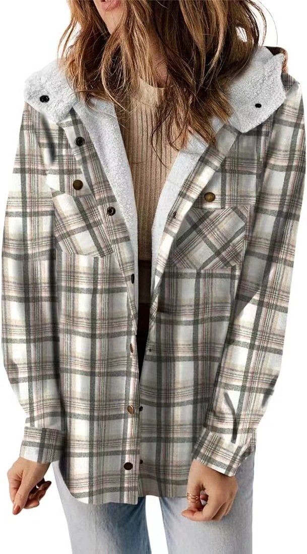 Plaid Hooded Shirt Jacket