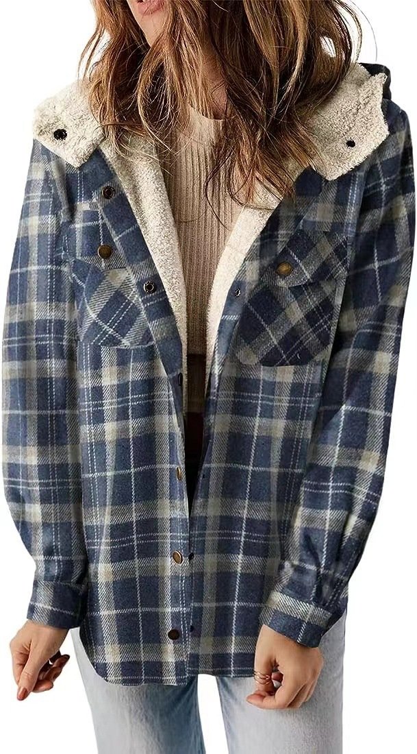 Plaid Hooded Shirt Jacket