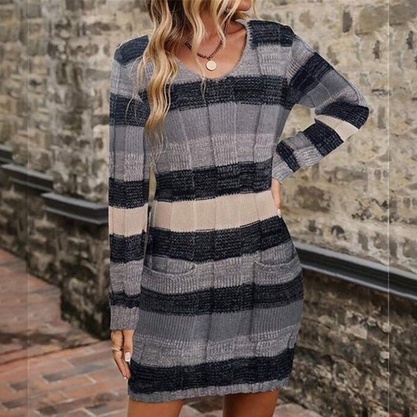 Plaid Knit Sweater Dress