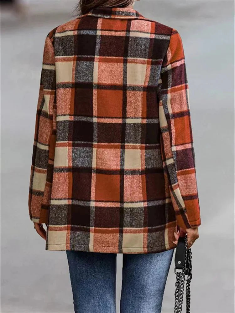 Plaid Open-Front Coat